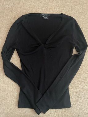Etcetera Black Twist-Front Long-Sleeve Top
